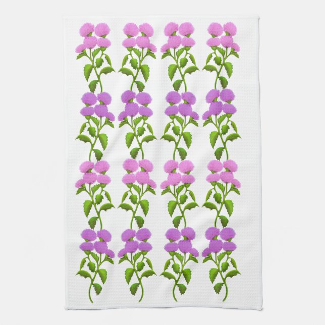 Wild Scottish Thistle Floral Kitchen Towel (Vertical)