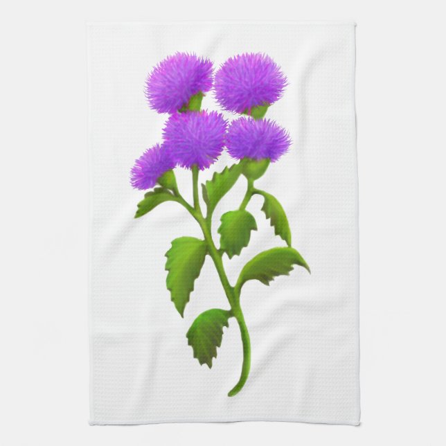 Wild Scottish Thistle Flowers Kitchen Towel (Vertical)