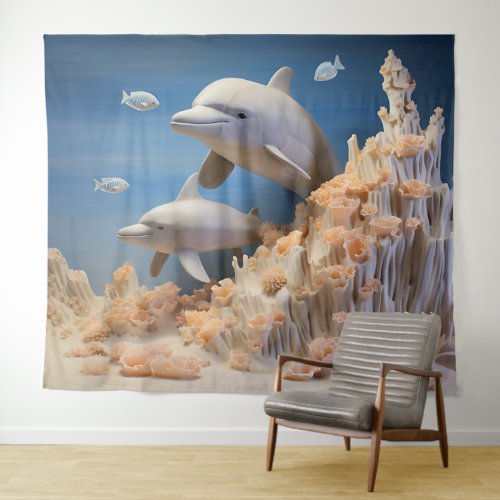 Wild Sea Dolphins Wall Art- Dolphin Backdrop
