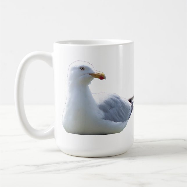 Wild SeagullCoastal Wildlife Rustic Ocean Theme  Coffee Mug (Left)