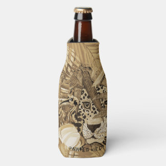 Wild sepia leopard bottle cooler