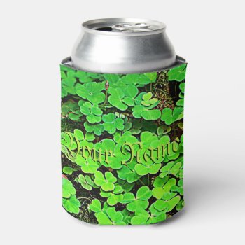 Wild Shamrocks Personalized St. Paddy's Can Cooler by elizme1 at Zazzle