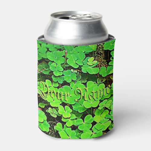 Wild Shamrocks Personalized St Paddys Can Cooler