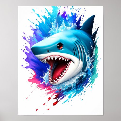 Wild Shark Nursery Poster