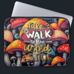 Wild Side Mushroom Laptop Sleeve<br><div class="desc">Carry your creativity into the wild with this Mushroom Forest laptop sleeve. Retro psychedelic Goblincore art blends boho botanical illustration with bold color,  protecting your device in style. For nature lovers,  artists,  and maximalist souls who refuse boring tech gear.</div>