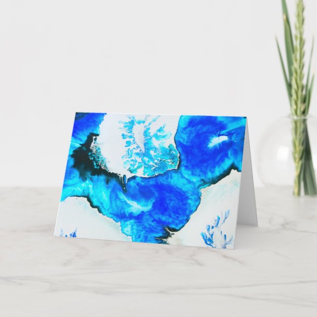 Wild Silver and Blue Abstract Alcohol Ink Painting Card (Front)