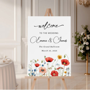Wild Simple Floral Wedding Welcome Sign minimalist