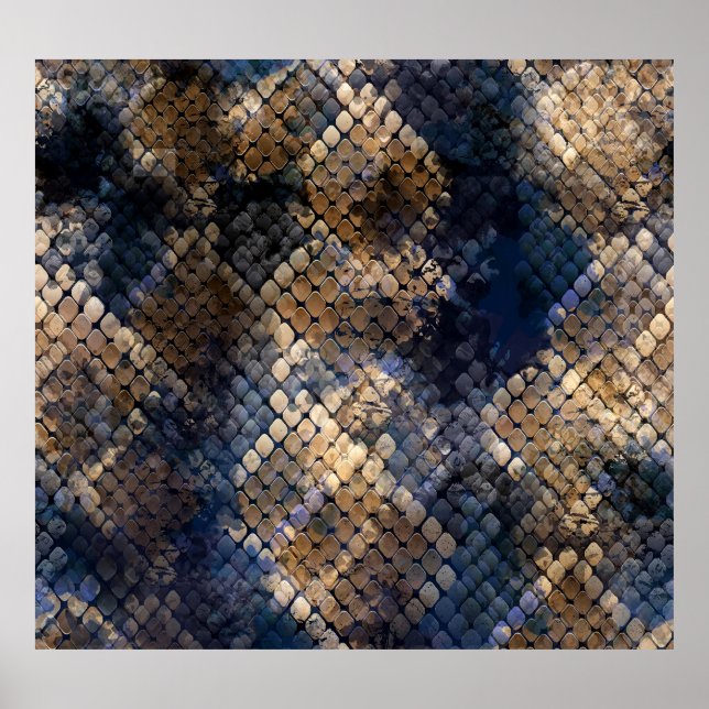Wild Snakeskin Watercolor Seamless Design Poster (Front)