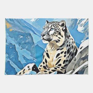 Wild Snow Leopard Design Kitchen Towel