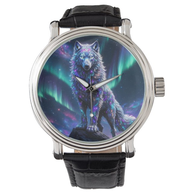 Wild Soul Cosmic Wolf Clock Watch (Front)