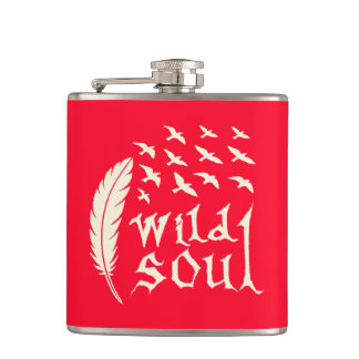 Wild Soul Feather Bird Nature Design Flask