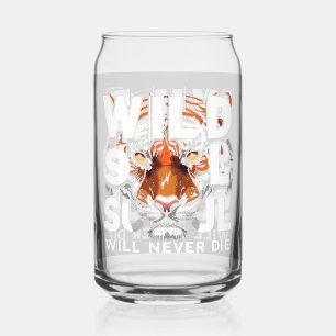 "Wild Soul – Fierce Tiger Eyes Motivational Art" Can Glass