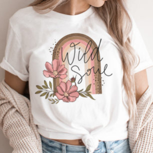 Wild Soul Modern Boho Rainbow Floral T-Shirt