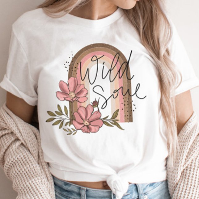 Wild Soul Modern Boho Rainbow Floral T-Shirt (Creator Uploaded)