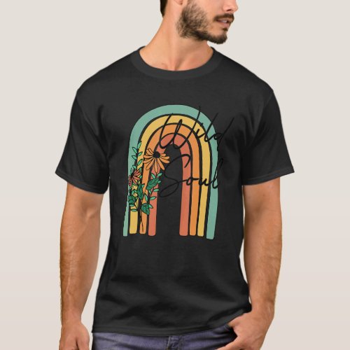 Wild Soul Rainbow Color Vintage Wildflower Plant   T_Shirt