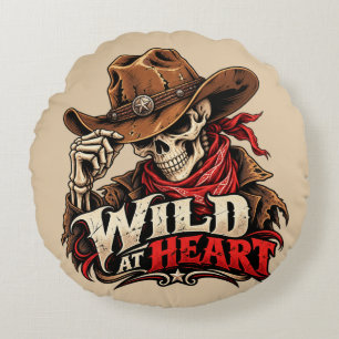 Wild Soul Skeleton Cowboy Western Design Round Pillow