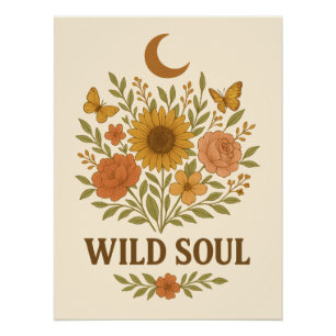 Wild Soul – Vintage Floral Boho Aesthetic Poster