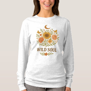 Wild Soul – Vintage Floral Boho Aesthetic Sleeve T-Shirt