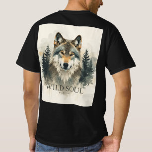 Wild Soul Wolf Watercolor Forest Art T-Shirt
