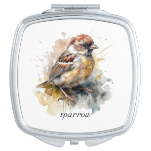 Wild Sparrow Cottagecore Aesthetic Compact Mirror