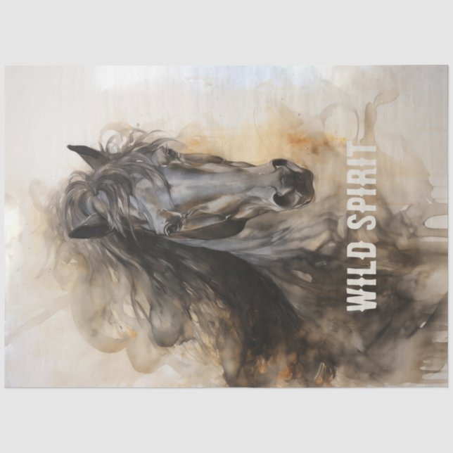 Wild Spirit Black Horse Portrait Tissue Paper (Front)