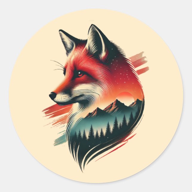 Wild Spirit Fox - Nature-Inspired Artistic Sticker (Front)