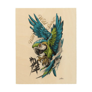 Wild Spirit Macaw Long Sleeve Shirt Wood Wall Art