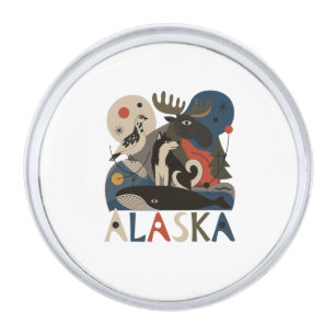 Wild Spirit of Alaska Silver Finish Lapel Pin