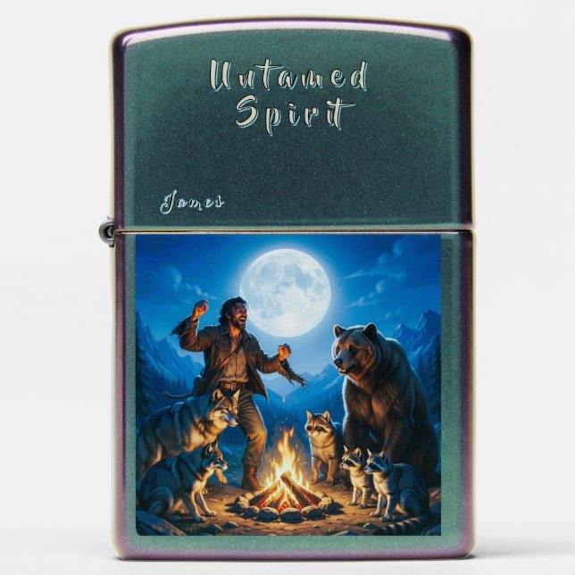 Wild Spirit Personalized  (w/ Name or Intials) Zippo Lighter (Front)