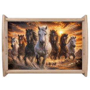 Wild Spirit Stampede – Majestic Running Horses Art Serving Tray