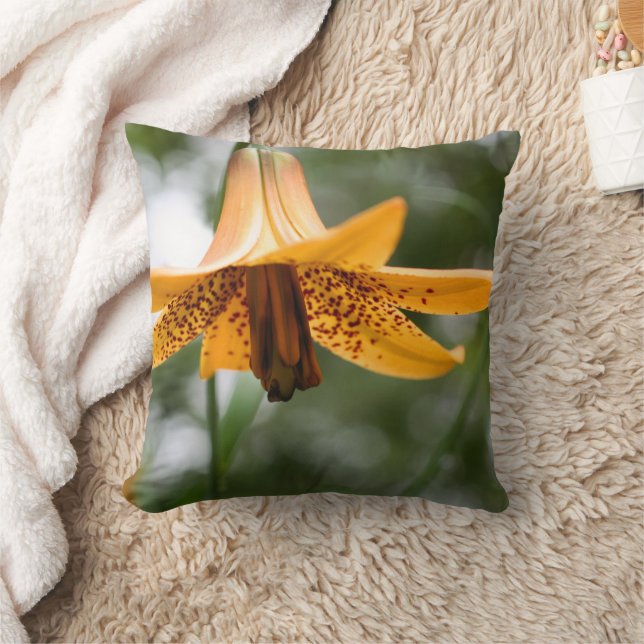 Wild Spotted Canada Lily Flower  Throw Pillow (Blanket)