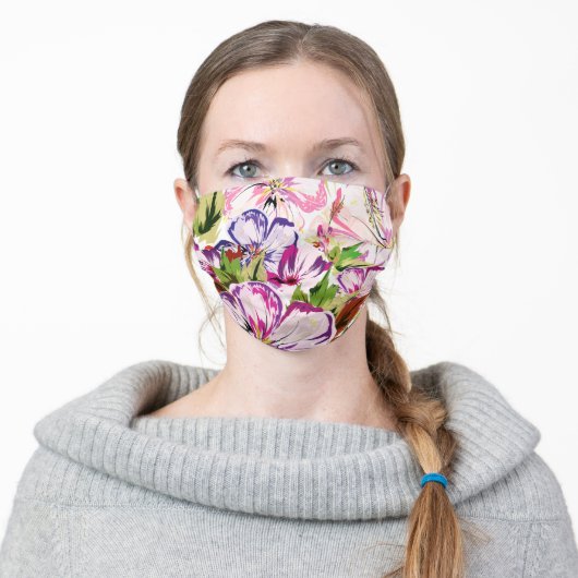 Wild Spring Flowers Floral Adult Cloth Face Mask (Worn)