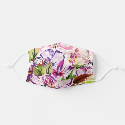 Wild Spring Flowers Floral Adult Cloth Face Mask (Front, Unfolded)