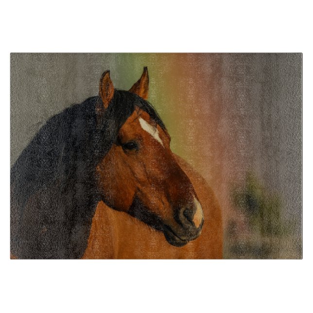 Wild Stallion, Golden Light and Rainbow Cutting Board (Front)
