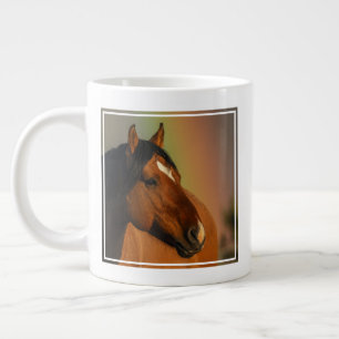 Wild Stallion, Golden Light and Rainbow Giant Coffee Mug