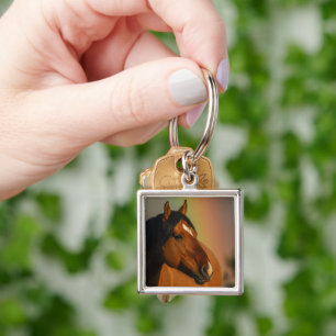Wild Stallion, Golden Light and Rainbow Keychain