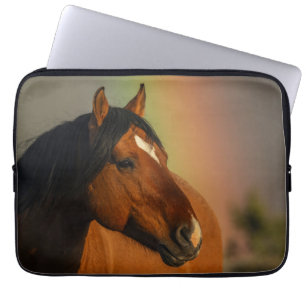 Wild Stallion, Golden Light and Rainbow Laptop Sleeve