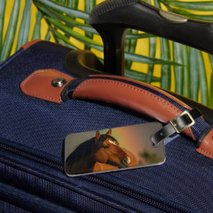 Wild Stallion, Golden Light and Rainbow Luggage Tag
