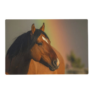 Wild Stallion, Golden Light and Rainbow Placemat