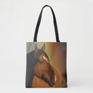 Wild Stallion, Golden Light and Rainbow Tote Bag