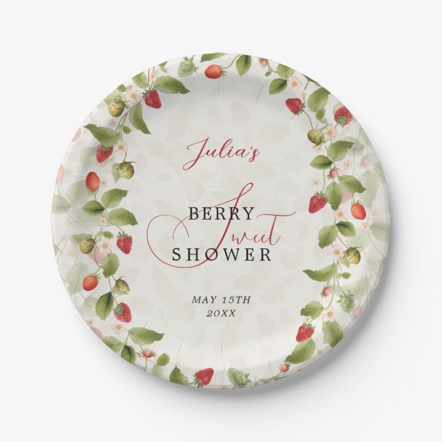 WILD STRAW BERRY SWEET BABY SHOWER PAPER PLATES (Front)