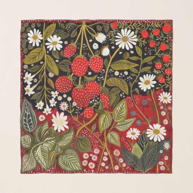 Wild Strawberries Chiffon Scarf (Front)