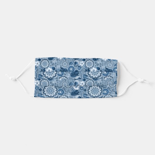 Wild strawberries, flowers and geometric mandalas adult cloth face mask (Front, Folded)