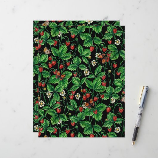Wild strawberries on black (Front/Back In Situ)