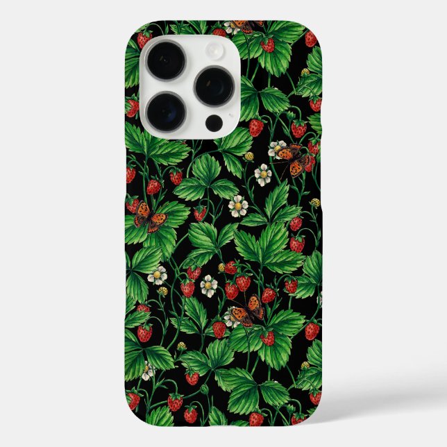 Wild strawberries on black Case-Mate iPhone case (Back)