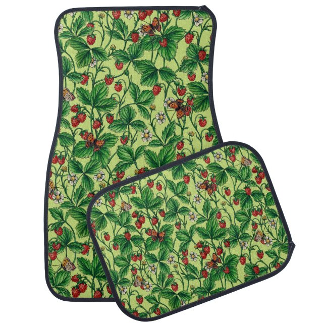 Wild strawberries on honeydew car floor mat (Set)