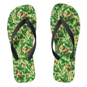 Wild strawberries on honeydew flip flops