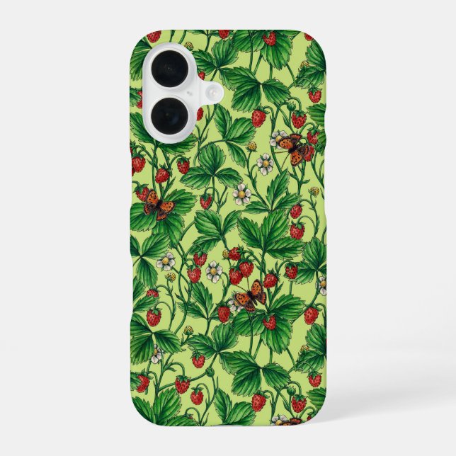 Wild strawberries on honeydew iPhone case (Back)