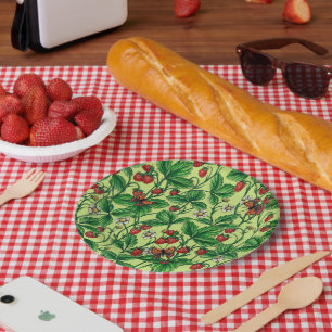 Wild strawberries on honeydew paper plates