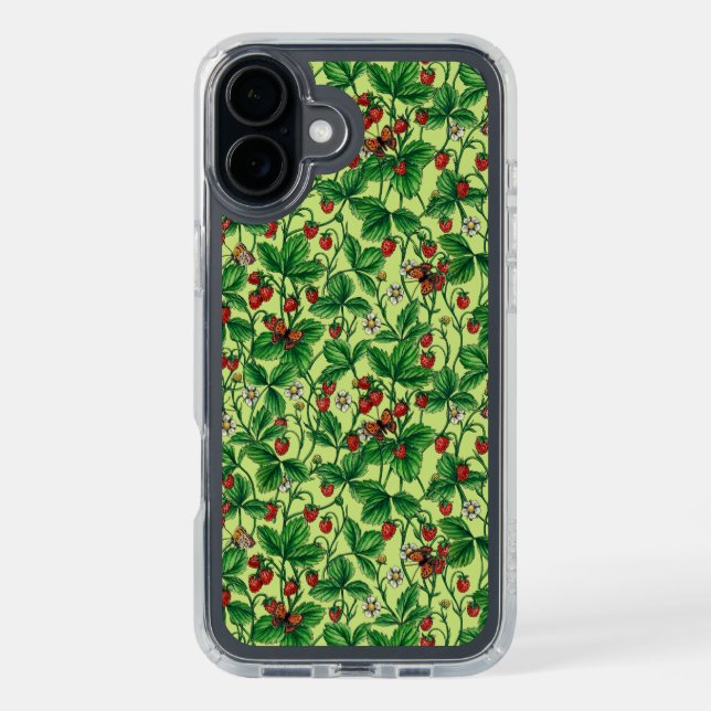 Wild strawberries on honeydew speck iPhone case (Front (Black))